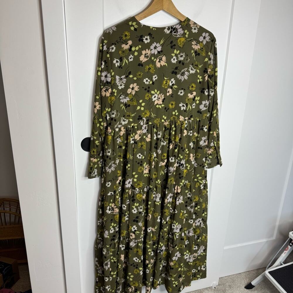 NWT Madewell Cinch Waist Tiered Midi Dress Wildblooms Floral Green Size Small - Picture 4 of 6